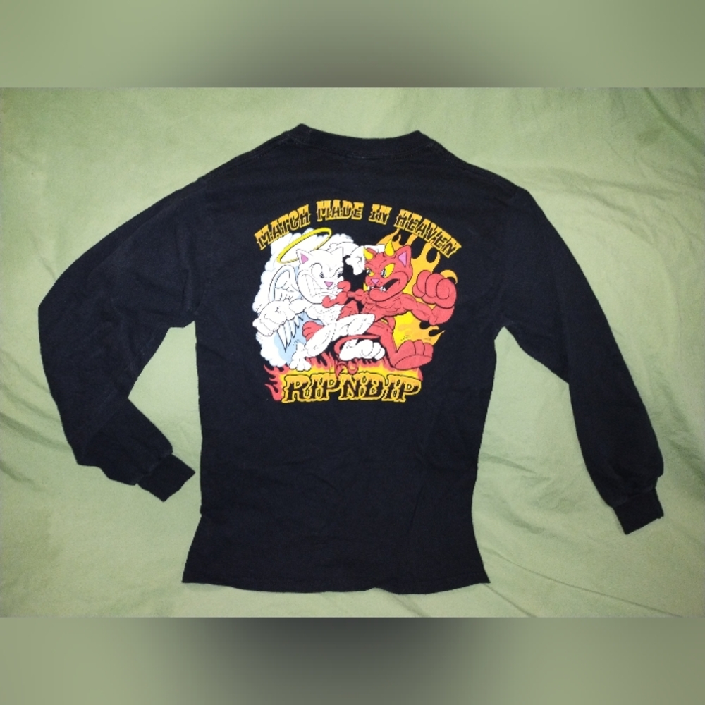 RipnDip Cat Devil Angel Juniors Long Sleeve Shirt Size Small